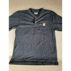 Carhartt Loose Fit Men Medium Henley Outdoor Pocket Logo Tee-Shirt Short Sleeve